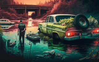 police stumbling across illegally dumped trash in river