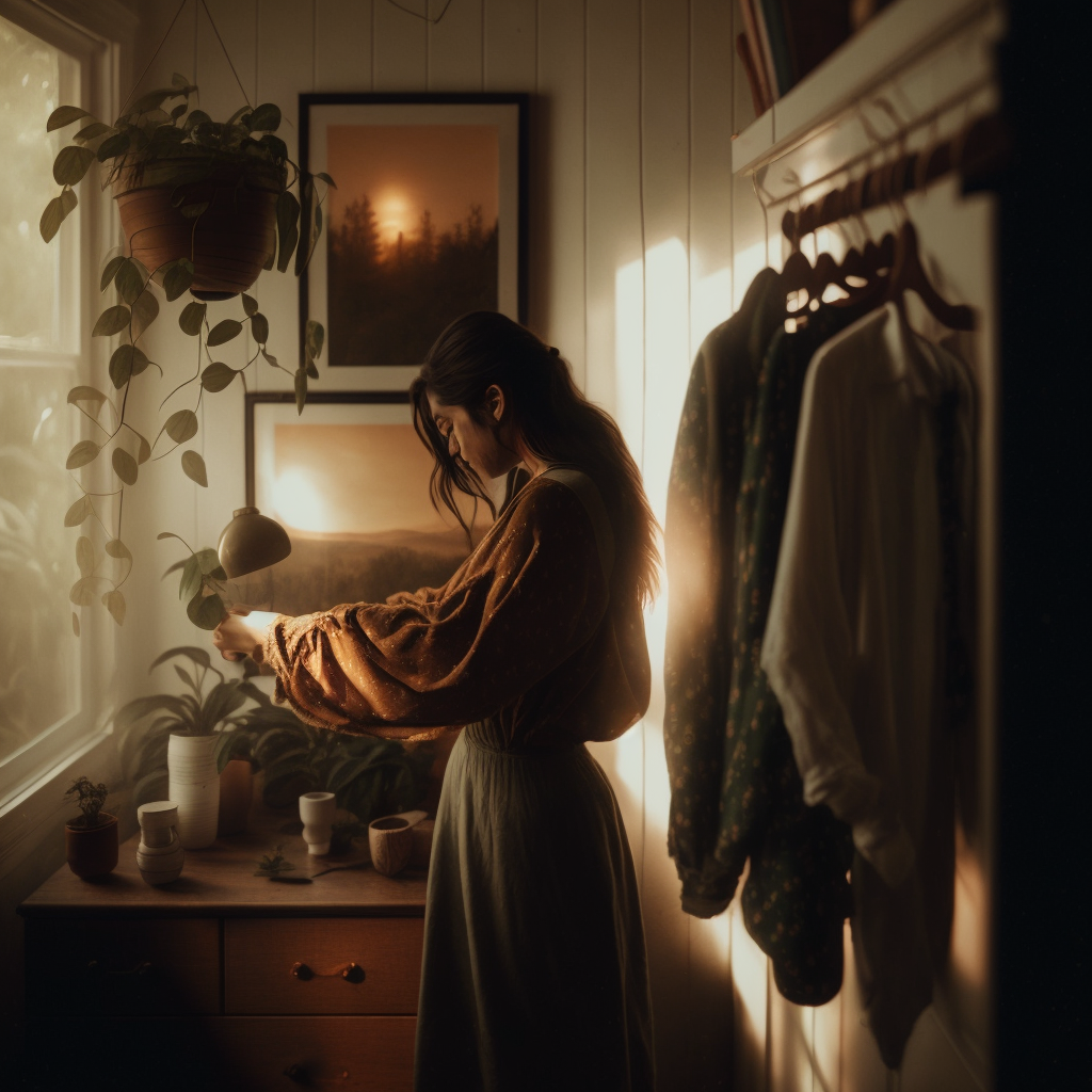 woman decluttering her home