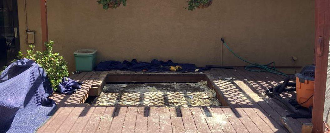 How long does it take to cut up a hot tub? 4 spa removed after being cut up