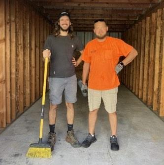 cleaning up at a storage unit