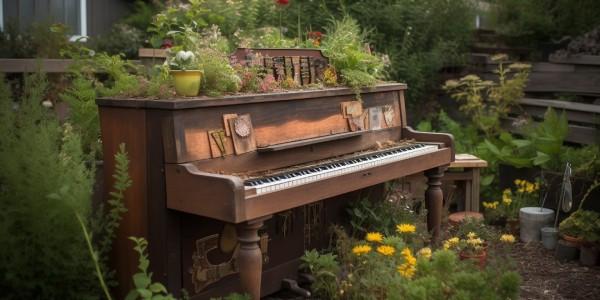 piano in a garden