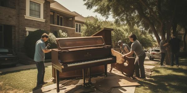 junk removal company taking an old piano