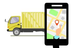 junk removal truck with map