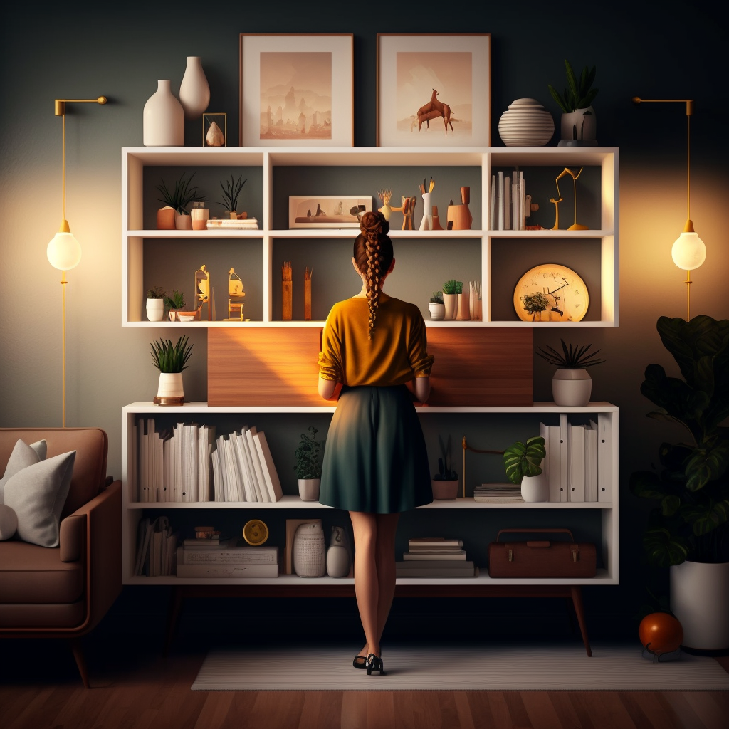 krylernick a stunningly beautiful woman organizing a bookshelf 737f4b13 ba7a 4c87 8ed6 9a3f7f7dcdfe