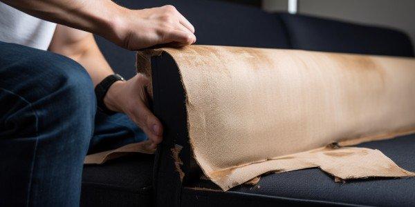 repairing the upholstery of an old sofa
